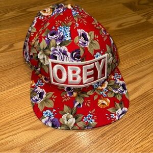 Obey Red Floral Snapback Cap